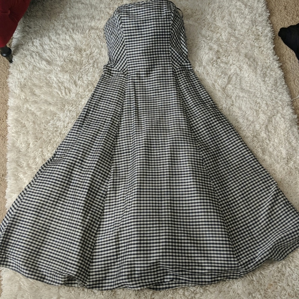 Strapless A.B.S. Gingham dress